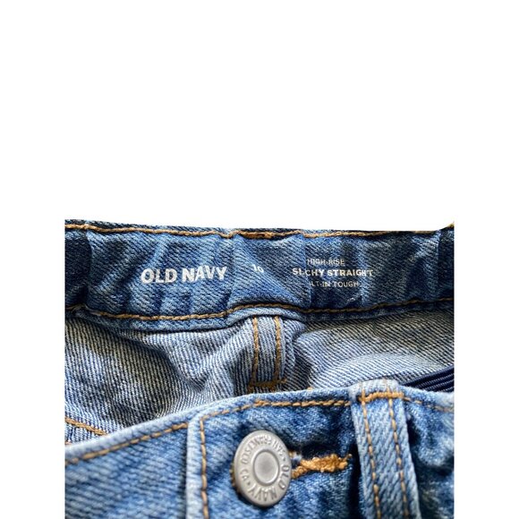 Old Navy Girls High Rise Slouchy Straight Leg Raw Hem Jeans Blue Size 10 School - Picture 2 of 10